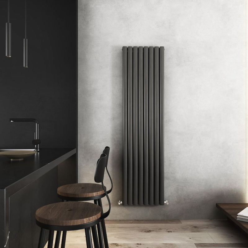 Nirvana Anthracite Grey Vertical Oval Panel Designer Radiator
