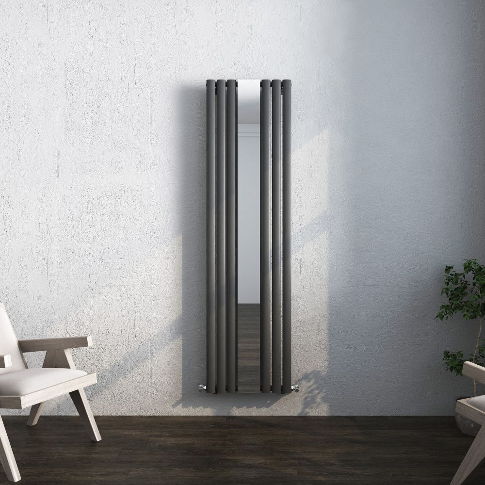 Florence Anthracite Grey Vertical Mirror Designer Radiator