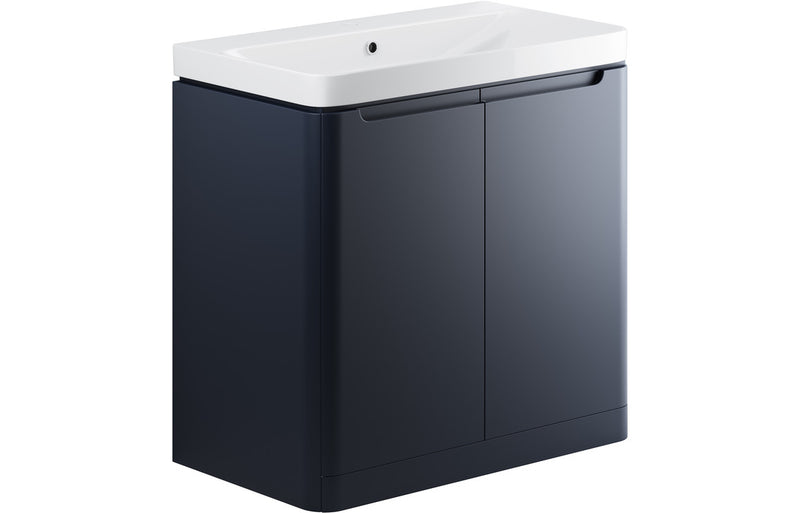 Curve 805mm Floorstanding Vanity And Ceramic Basin Matt Indigo Blue