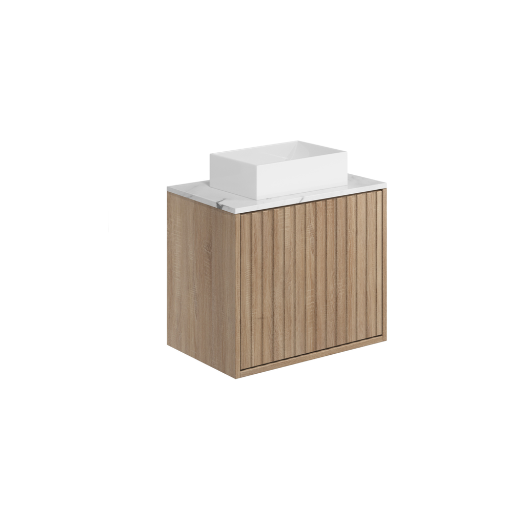 Alfie 600mm Fluted Drawer Vanity With Marble Worktop & Top Basin