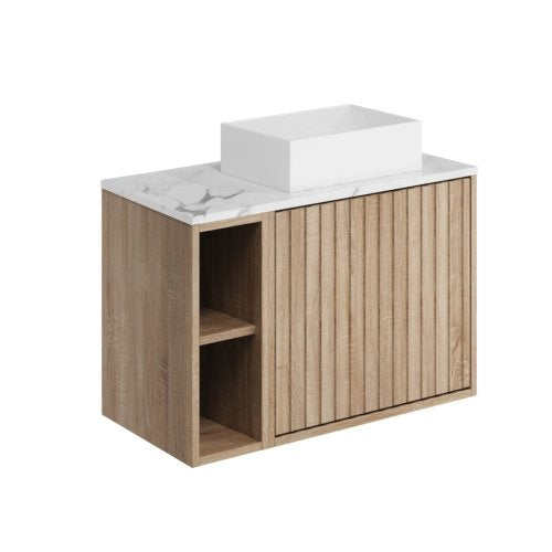 Alfie 800mm Cabinet With Fluted Door & Side Storage Unit