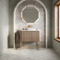 Linea Curve 900 Cabinet With Basin & Frame