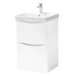 Arc 500mm Floor Standing 2 Door Unit & Ceramic Basin - Gloss White