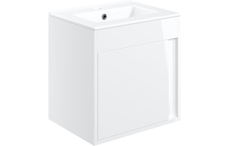 Smart Wall Hung 1 Door Basin Unit- White Gloss