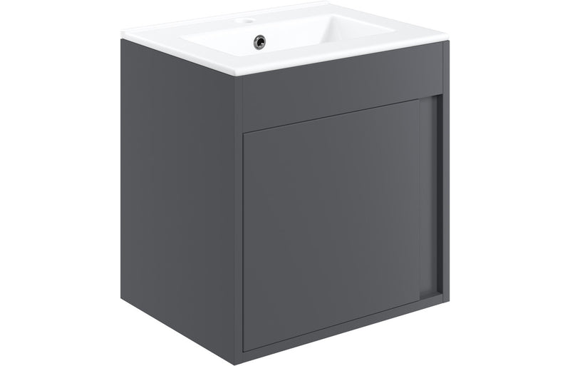 Smart Wall Hung 1 Door Basin Unit- Matt Graphite Grey