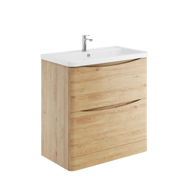 Bella 800mm Vanity Unit And Basin Floor Standing Davos Oak