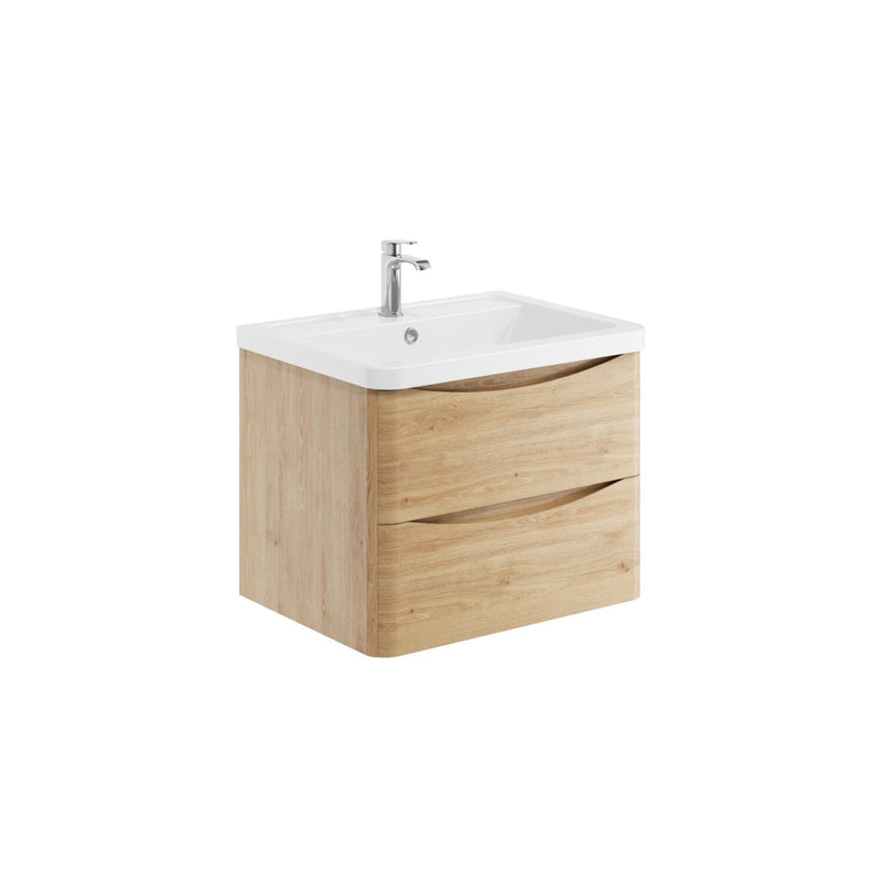 Bella 500mm Wall Hung Vanity Unit And Basin Davos Oak