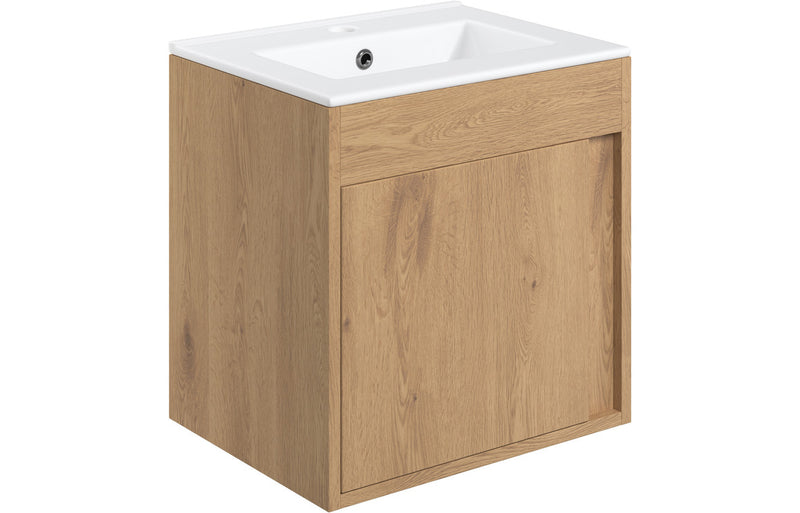 Smart Wall Hung 1 Door Basin Unit- Seville Oak