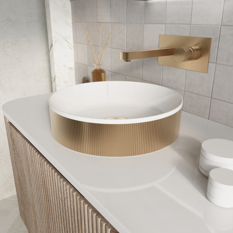 KOKO Round Fluted Countertop Basin- Brushed Brass