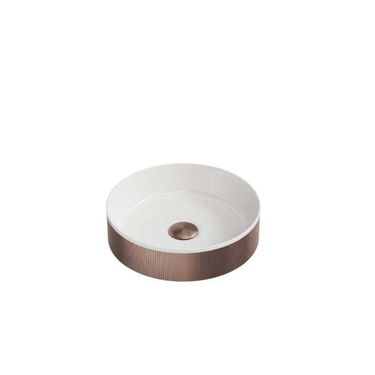 KOKO Round Fluted Countertop Basin- Brushed Bronze