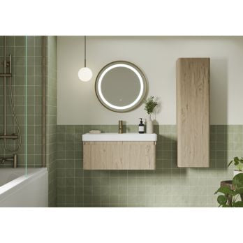 Quba Wall Hung 500mm Basin Unit- Textured Oak
