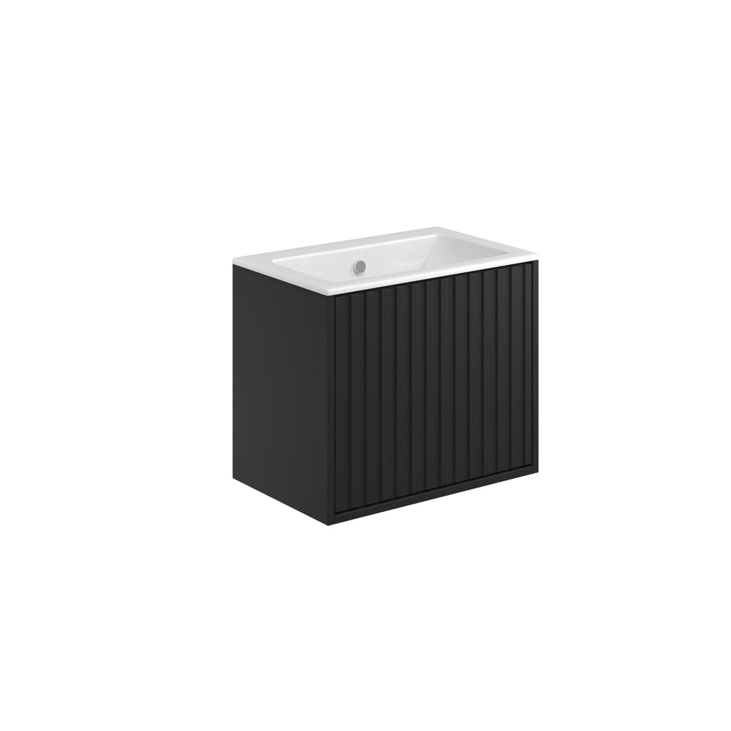 Alfie 600mm Fluted Drawer Vanity And Basin In Matte Black