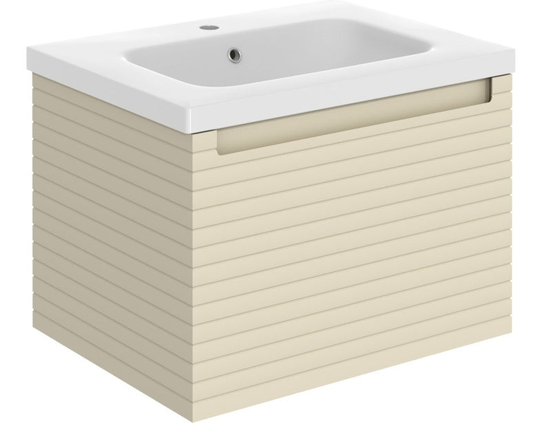Belgrave 615mm Wall Hung Vanity And Ceramic Inset Basin Matt Cotton