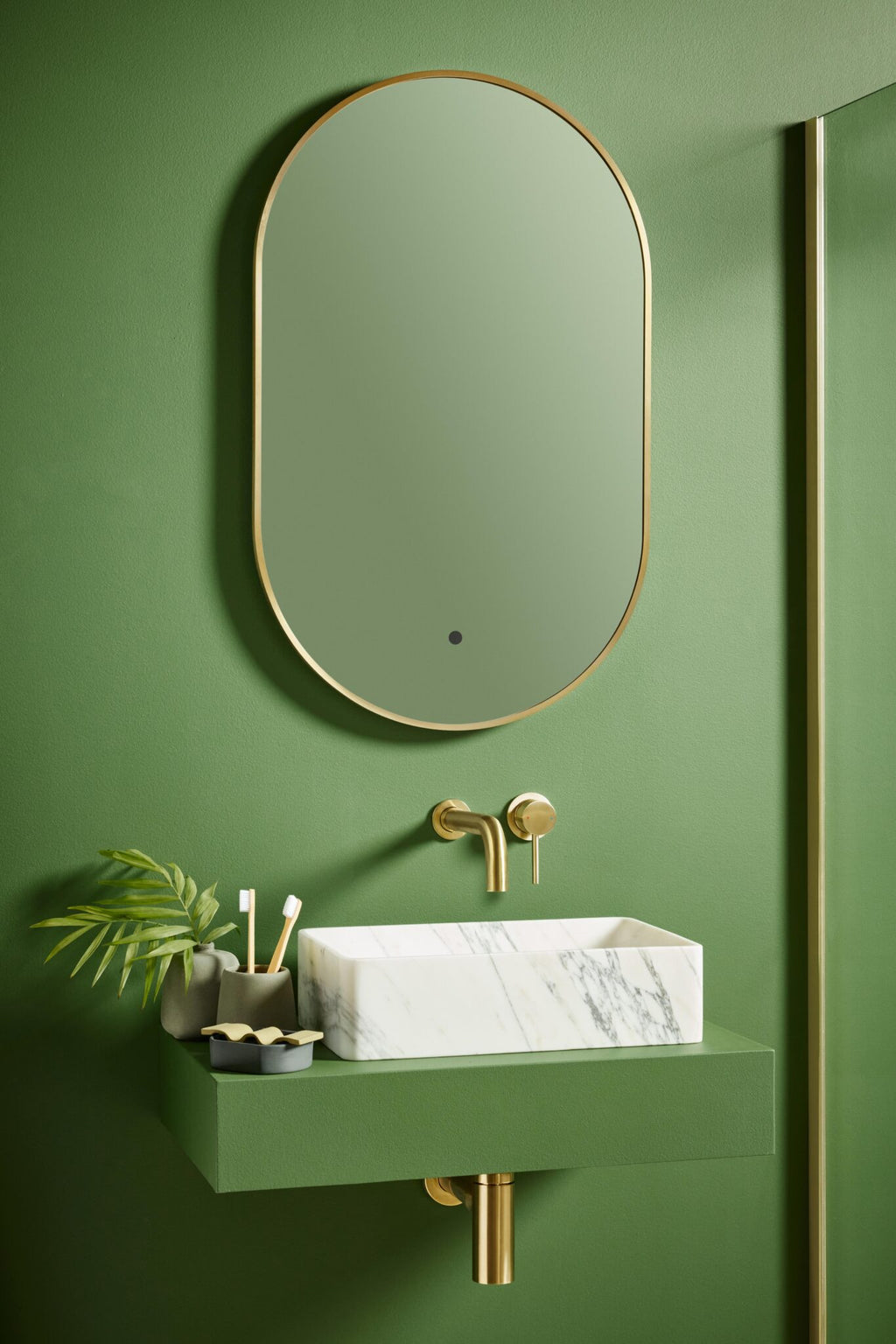 Aubrey Led Mirror Brushed Brass 500x800mm