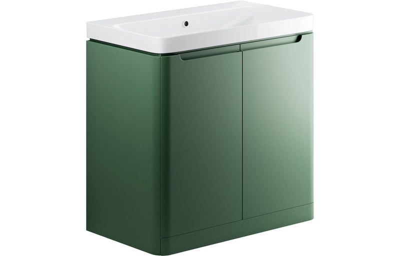Curve 805mm Floorstanding Vanity And Ceramic Basin Matt Sage Green