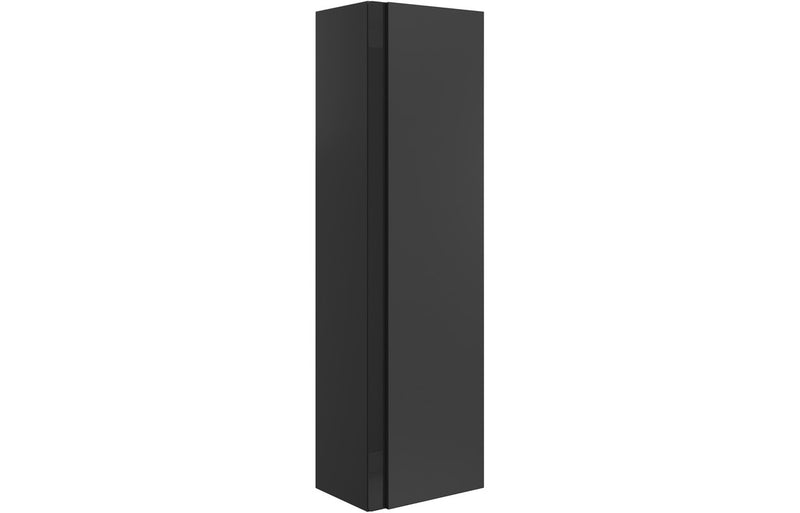 Premier 350mm Wall Hung 1 Door Tall Unit- Matt Black & Glass