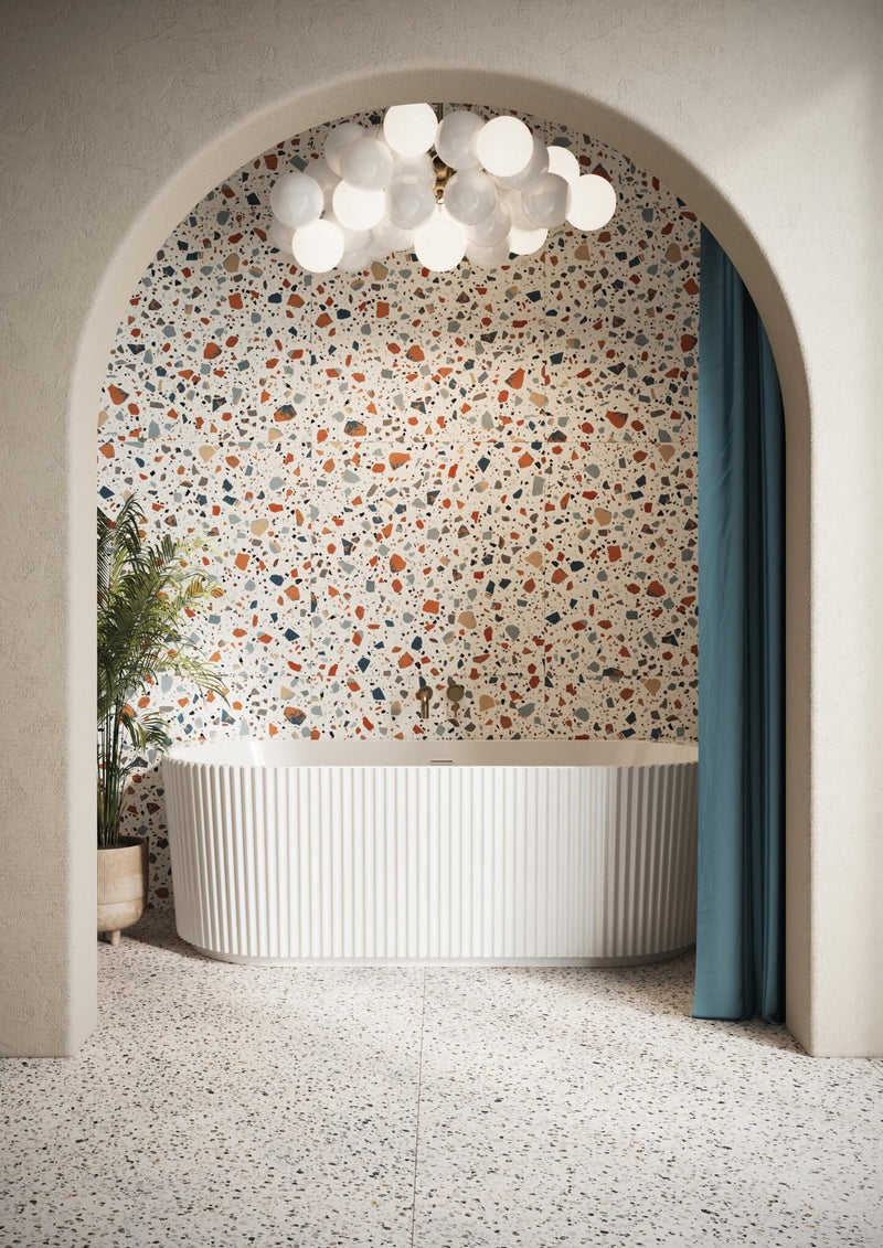 Labyrinth Fluted Back to Wall Freestanding Bath