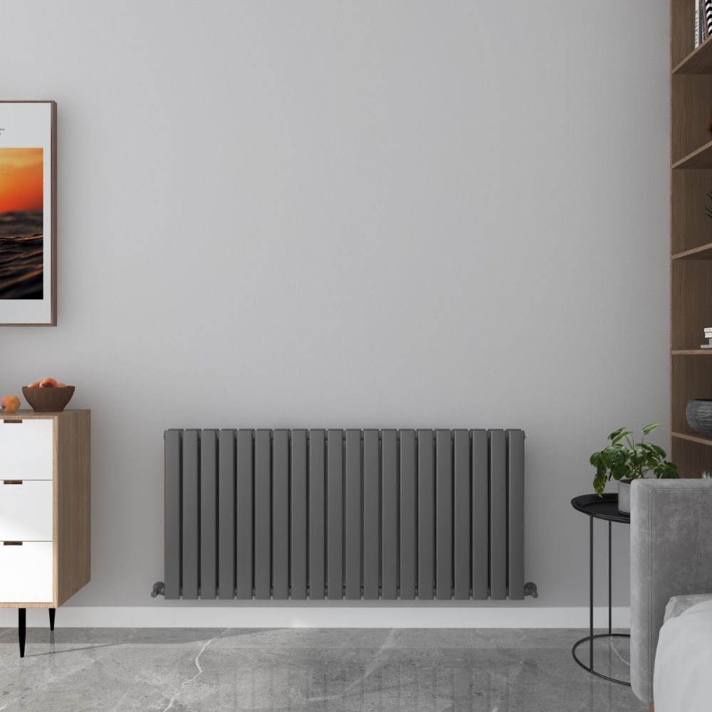 Milan Flat Panel Matt Anthracite Grey Horizontal Designer Radiator