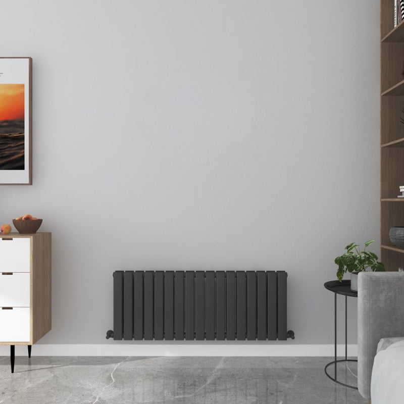Milan Matt Black Flat Panel Horizontal Designer Radiator