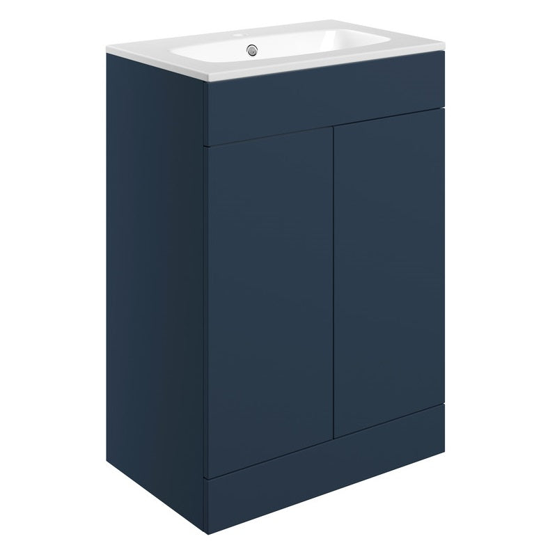 Darcy Deep Blue 600mm Floorstanding Vanity Unit And Basin, choice of handles