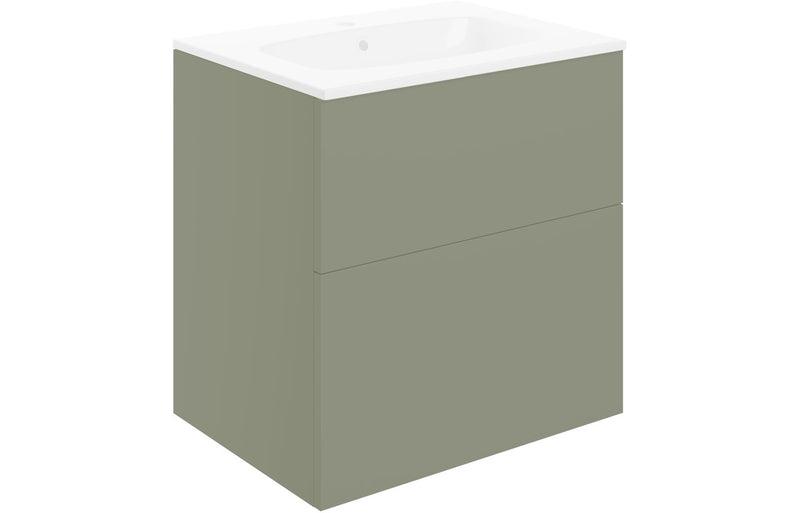 Darcy Matt Olive Green 600mm Wall Hung Vanity Unit And Basin, choice of handles