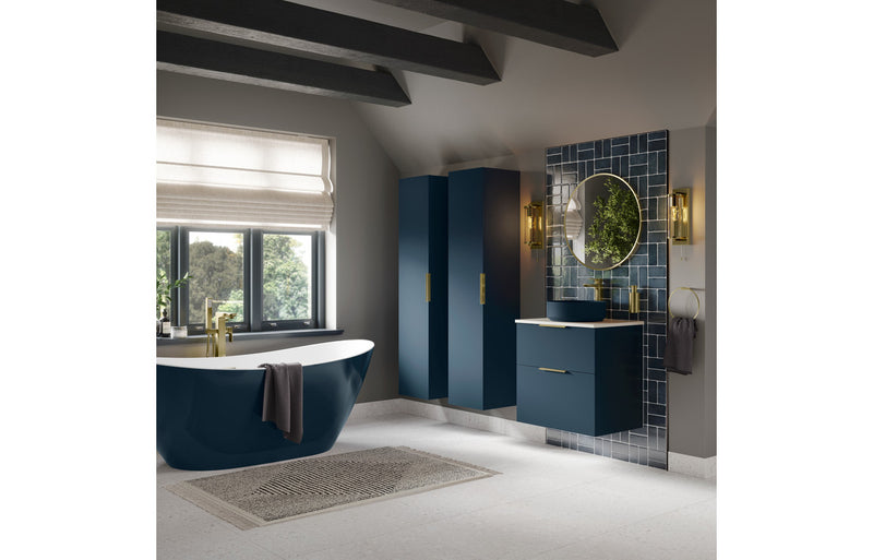 Darcy Matt Deep Blue 800mm Wall Hung Vanity Unit with Countertop, choice of handles