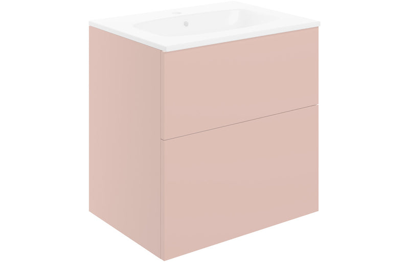Darcy Antique Rose Pink 600mm Wall Hung Vanity Unit And Basin, choice of handles