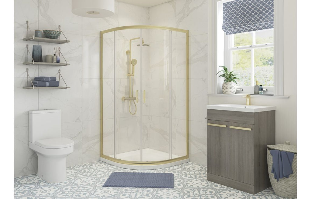 Horizon Brushed Brass 800mm Quadrant Enclosure
