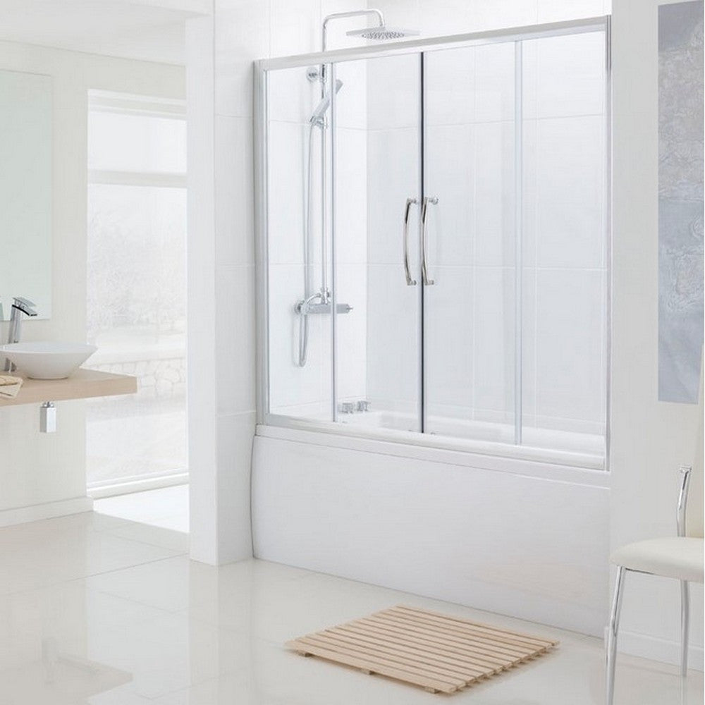 Lakes Over Bath 1600mm Double Door Sliding Bath Screen optional Side Panel