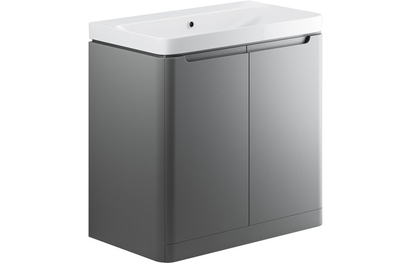 Curve 805mm Floorstanding Vanity And Ceramic Basin Matt Grey