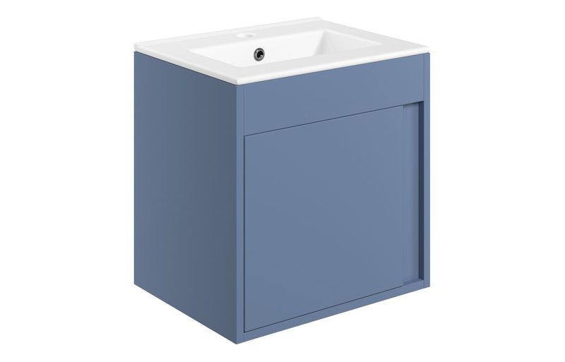 Smart Wall Hung 1 Door Basin Unit- Matt Misty Blue