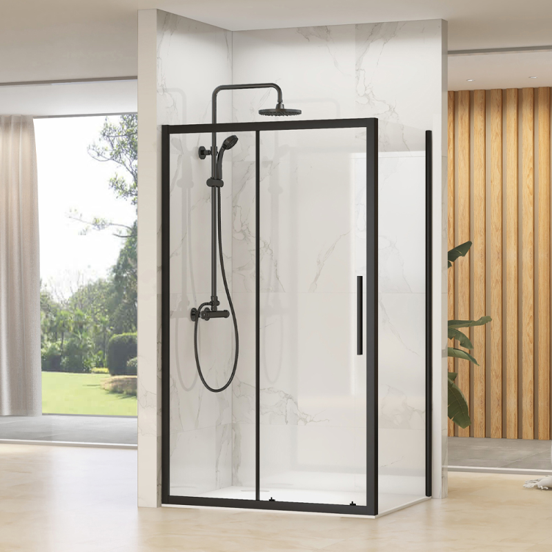 V6 Black 1300mm Sliding Door with Optional Side Panel