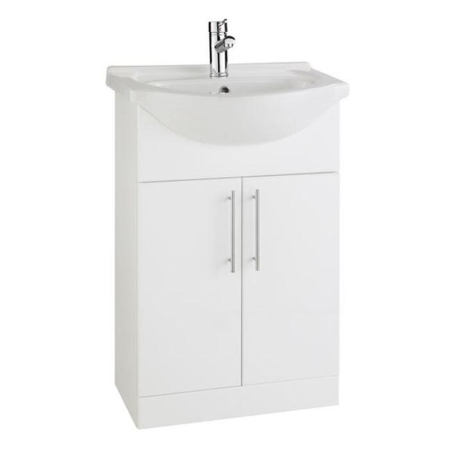 IMPAKT 550mm White Gloss Vanity Unit and Ceramic Basin