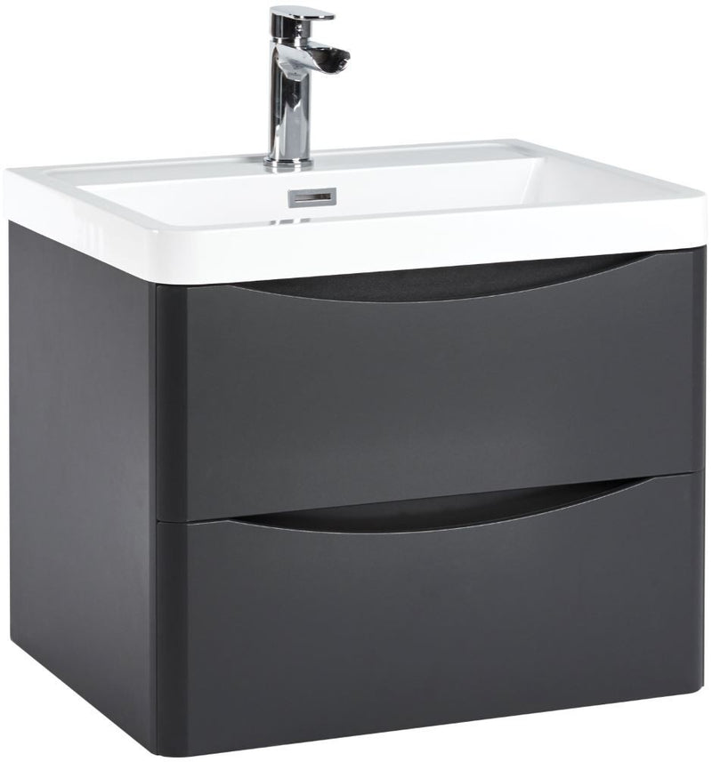 Bella 600mm Wall Hung Vanity Unit And Basin Matt Grey