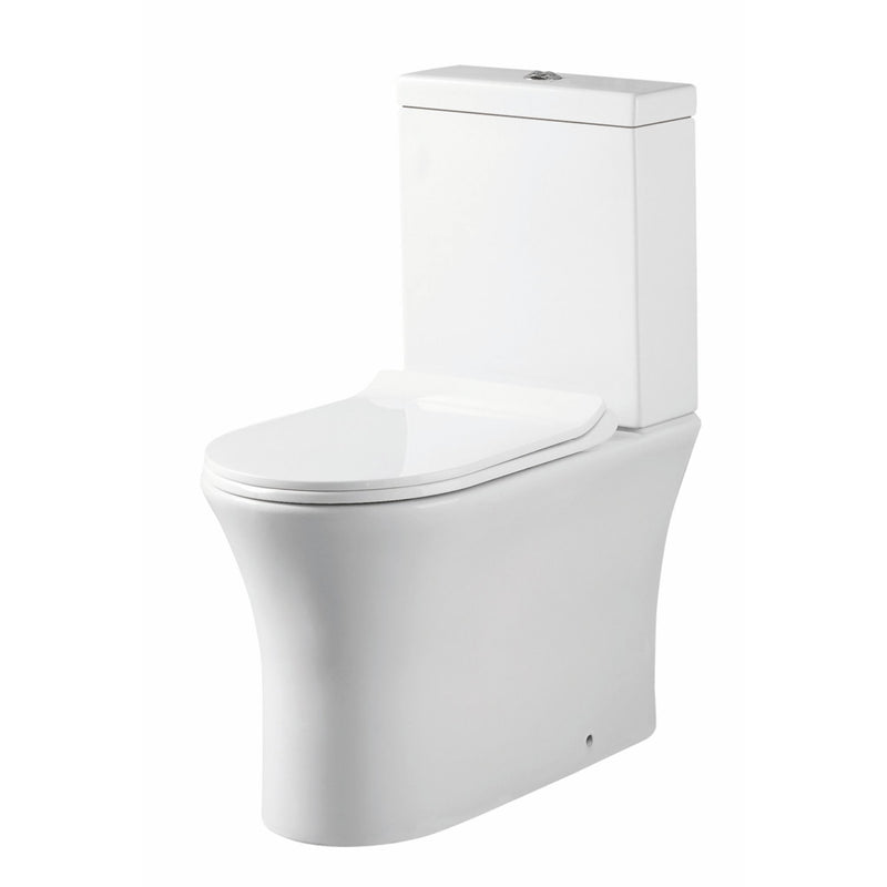 Deia Rimless, Closed Back Close Coupled Toilet And Soft Close Seat Black or Chrome Flush