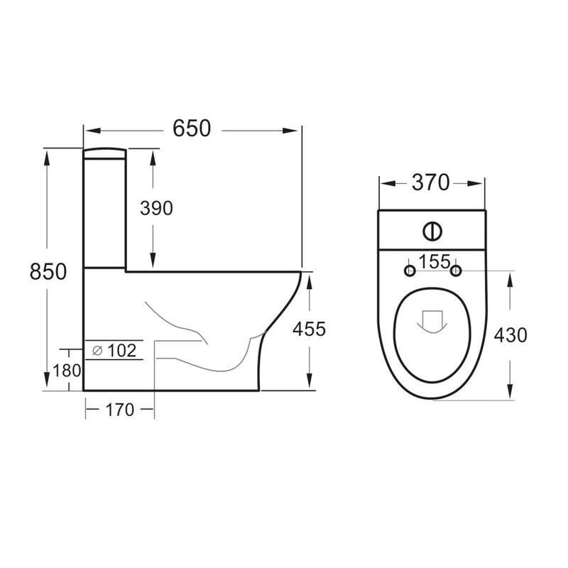 Deia Rimless, Comfort Height, Closed Back Close Coupled Toilet And Soft Close Seat