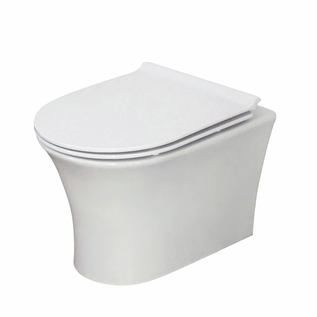 Riviera Rimless Square Wall Hung Pan Including Soft Close Seat- Matt Black