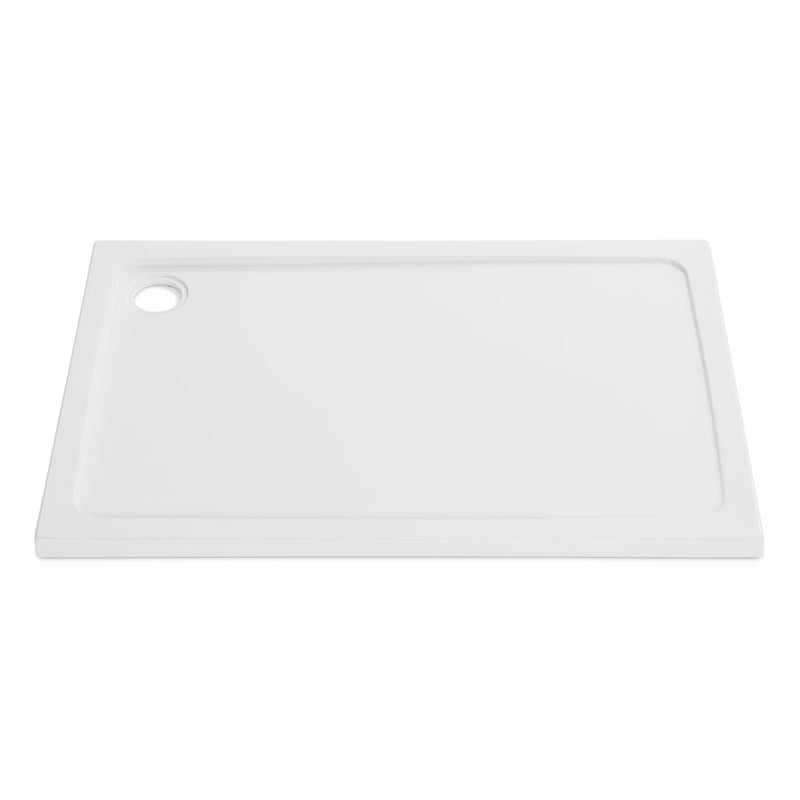 Stone Resin 45mm Low Profile Rectangle Shower Trays with Black or Chrome Fast Flow Waste