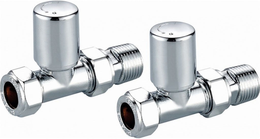 Chrome Modern Straight Radiator Valves (Pair)