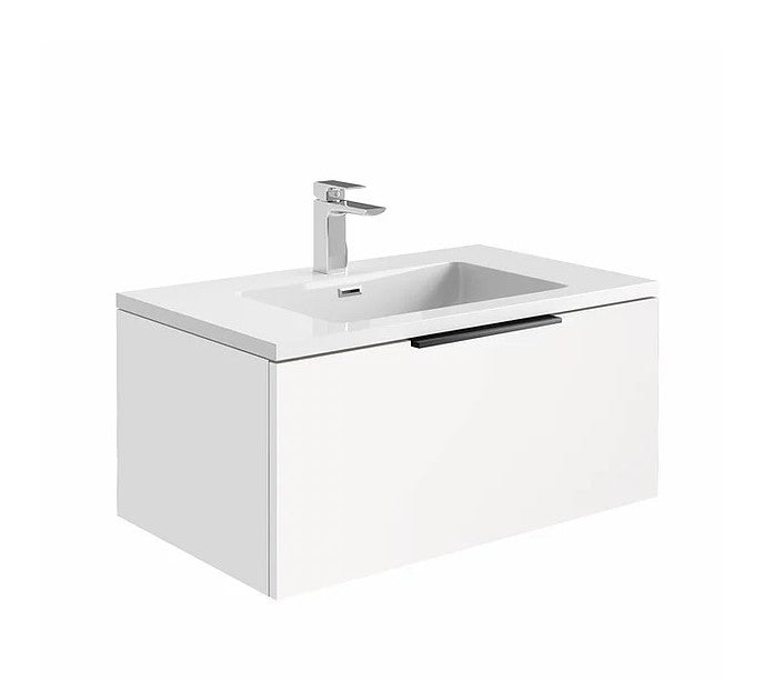 Ambience 800mm Wall Hung LED Vanity Unit And Basin Matt White, Grey or White Basin and Optional Frame