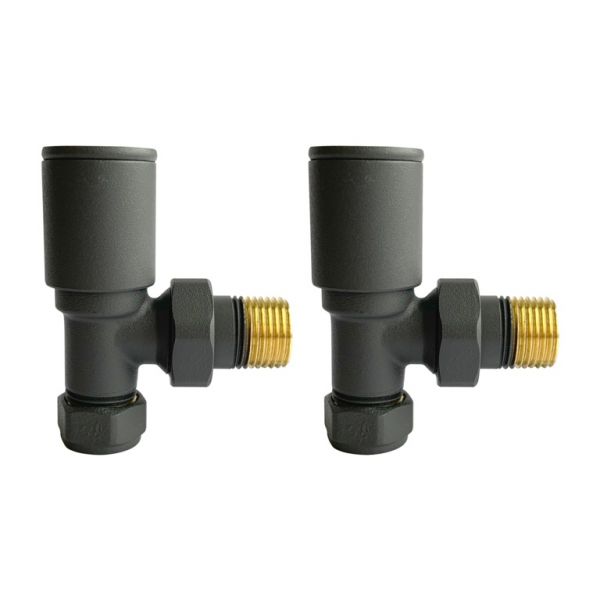 Modern Angled Radiator Valves Anthracite (Pair)