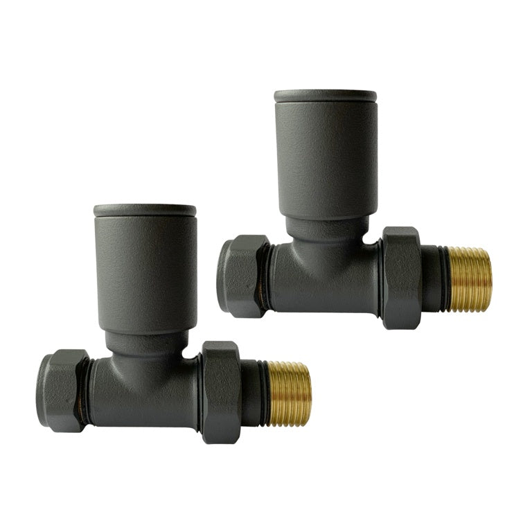 Modern Straight Radiator Valves Anthracite (Pair)