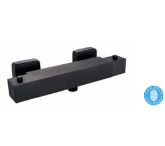 Square Exposed Bar Valve Matt Black Cool Touch