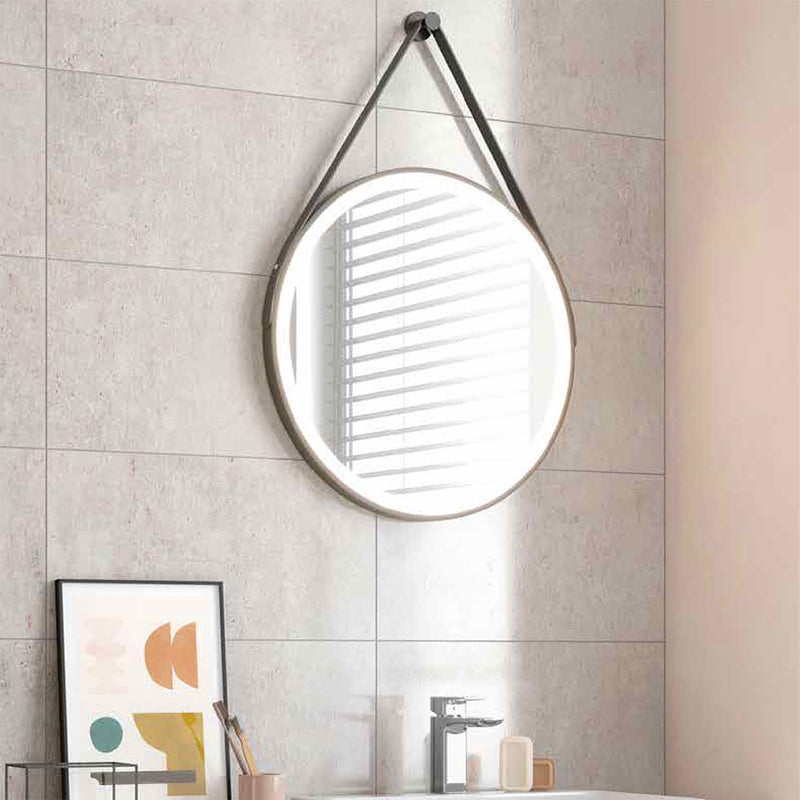 Belini Round Colour Changing LED Mirror With Black Strap