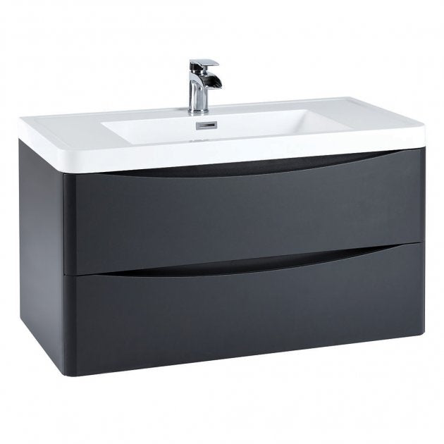 Bella 900mm Wall Hung Vanity Unit And Basin Matt Grey