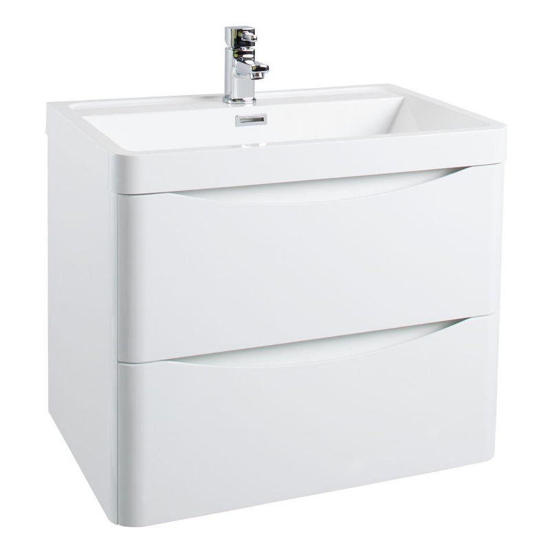 Bella 600mm Wall Hung Vanity Unit And Basin Gloss White