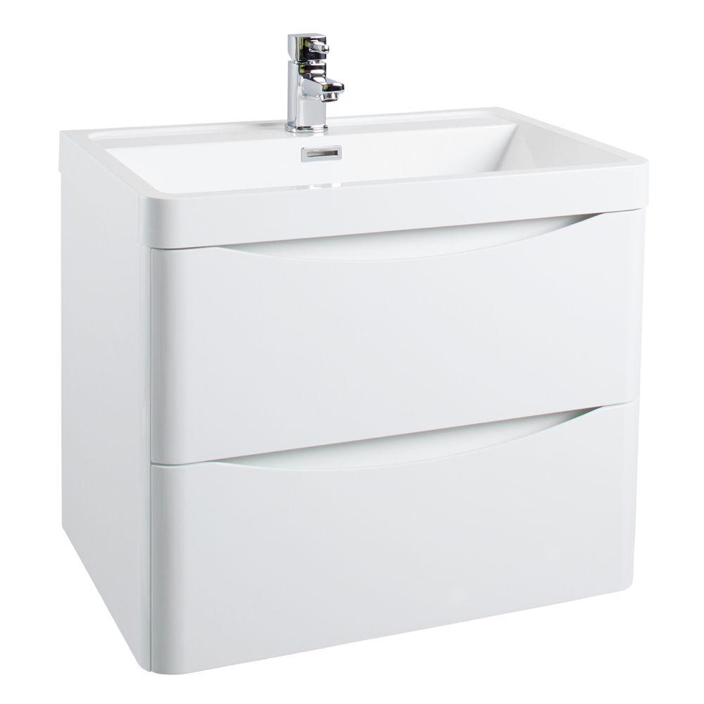 Bella 500mm Wall Hung Vanity Unit And Basin Gloss White
