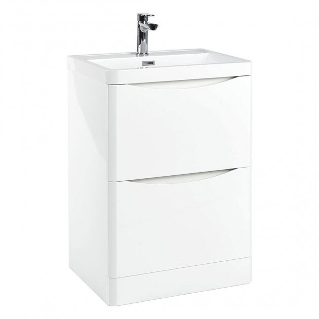 Bella 500mm Vanity Unit And Basin Floor Standing Gloss White