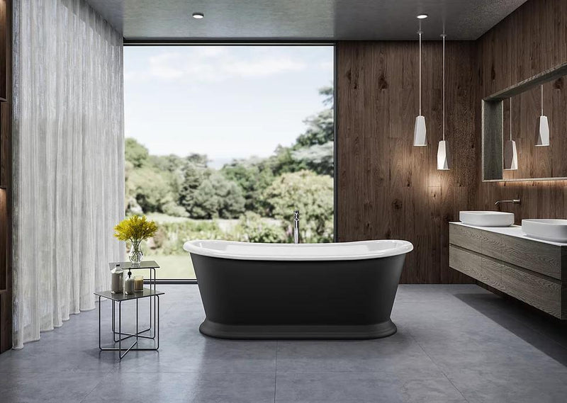 Charlotte Edwards Matt Black 1710mm Rosemary Freestanding Bath