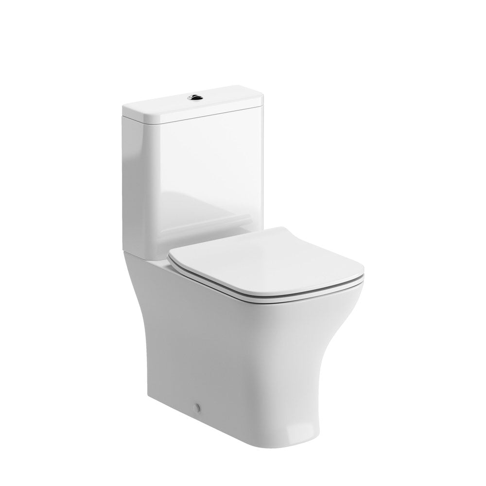 Askham Flush to Wall Close Coupled Rimless Toilet with Soft Close Seat